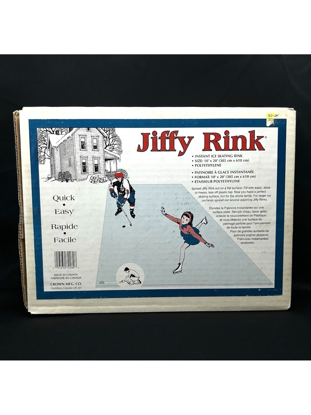 Vintage Jiffy Rink Instant Ice Rink 10' x 20' Liner Made in Canada New Open Box